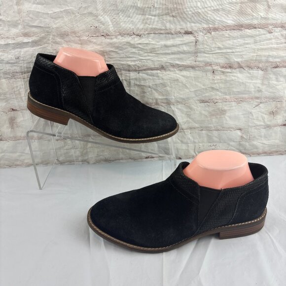 Clarks Women's 9.5 Black Camzin Mix Suede Slip-on Ankle Booties - Picture 4 of 9